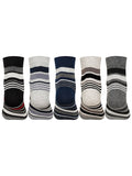Supersox Men's Striped Combed Cotton Ankle Length Socks - Pack of 5