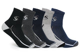 Supersox Men's Ankle Cotton Terry Multi Color Socks - (Pack Of 5)