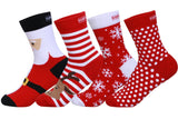 Christmas Crew Length Socks Unisex for Men & Women Pack of 4 (Santa,Reindeer,Snow Flakes&Polka dots)