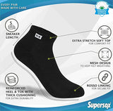 Supersox Men's Half Terry Cotton Cushion Special Design Sneaker Length Socks (Multicolour, Free Size) Pack of 3 (Black)