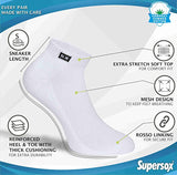 Supersox Men's Half Terry Cotton Cushion Special Design Sneaker Length Socks (Multicolour, Free Size) Pack of 3 (White)