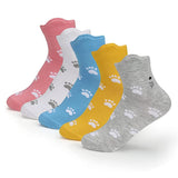 Supersox Women Funky Ankle Length Compact Combed Cotton Socks Combo Packs of 5 (Funky Design Pattern 2)