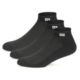 Supersox Men's Half Terry Cotton Cushion Special Design Sneaker Length Socks (Multicolour, Free Size) Pack of 3 (Black)