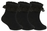 Supersox Babies Combed Cotton Black Colour Frill Socks ( Pack Of 3)