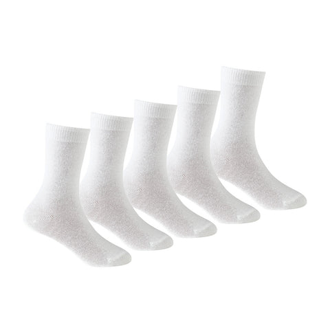 Kid's PO5 Combed Cotton School Socks - White