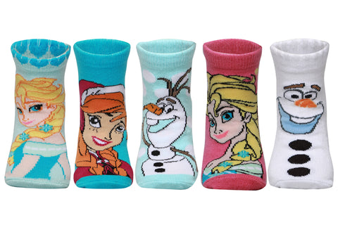 Supersox Disney Frozen Ankle Length Socks for Kids Pack of 5 Combo-1 (Anna, Elsa, Olaf)